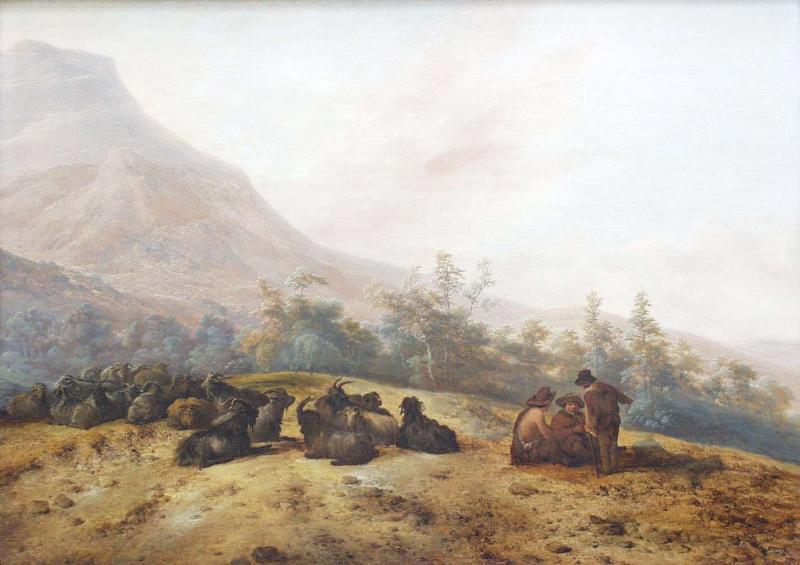 Jacobus Mancadan Mountain landscape with shepherds oil painting image